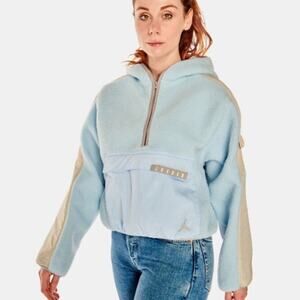 Nike Jordan Sky Blue Beige Cozy Girl Fleece Pullover Hoodie Women’s Jacket S